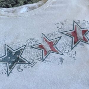 Y2K American Flag Star Patriotic Graphic Women’s Tee Size Large | USA Pride